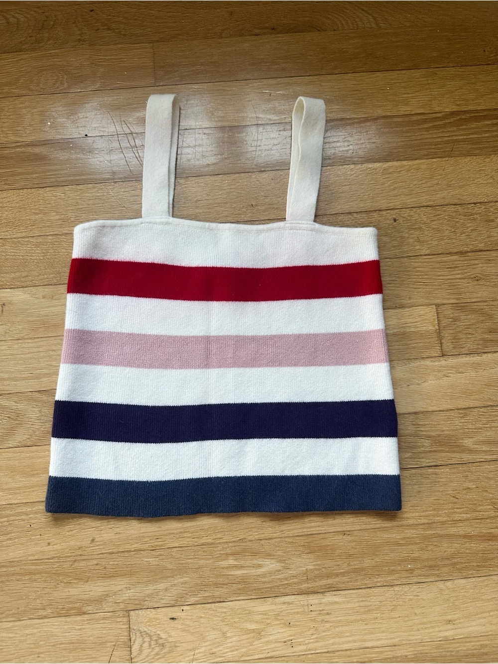 moon & madison white and color striped knit tank top